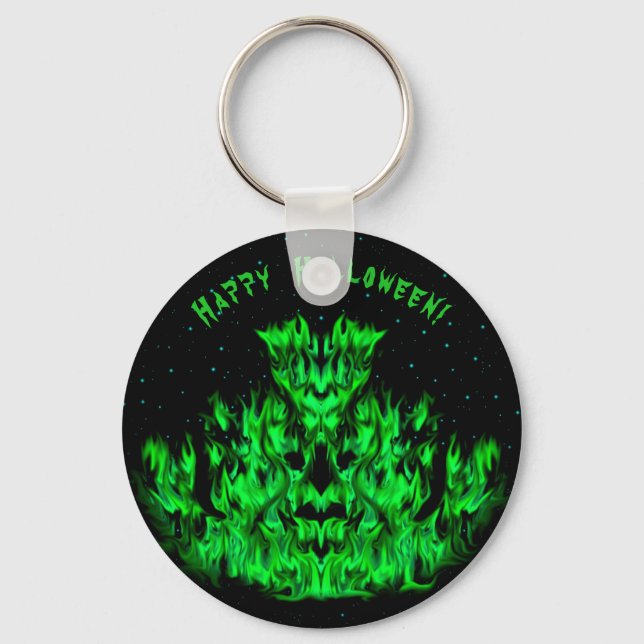 Flame Monster in The Starlight Sky Key Ring (Front)