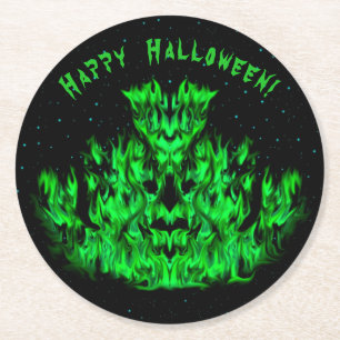 Flame Monster in The Starlight Sky Round Paper Coaster