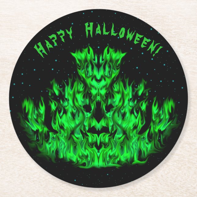 Flame Monster in The Starlight Sky Round Paper Coaster (Front)