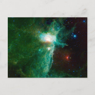 Flame Nebula NASA Space Green Postcard