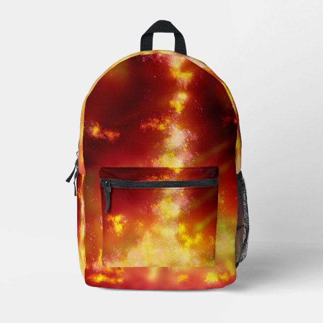 Flame Night Sky  Printed Backpack (Front)