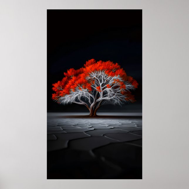 Flame of Life – Red Tree of Resilience Poster (Front)