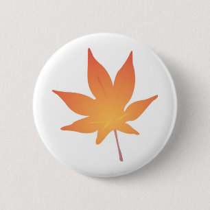 Flame Orange Leaf 6 Cm Round Badge