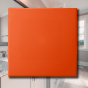 Flame Orange Solid Colour Classic Elegant Ceramic Tile