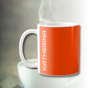 Flame Orange Solid Colour   Classic Personalised  Coffee Mug