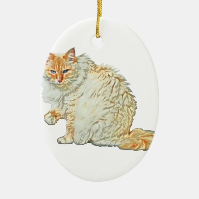 Flame point siamese cat 2 ceramic tree decoration (Front)