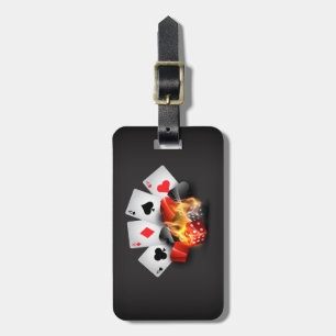 Flame Poker Casino Black Luggage Tag