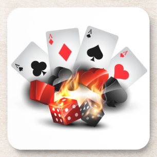Flame Poker Casino White Coaster