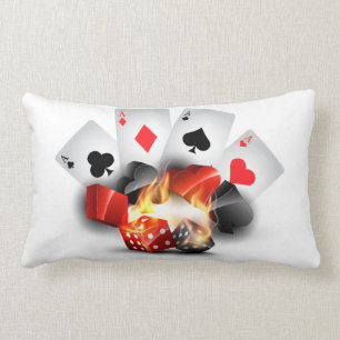 Flame Poker Casino White Lumbar Cushion