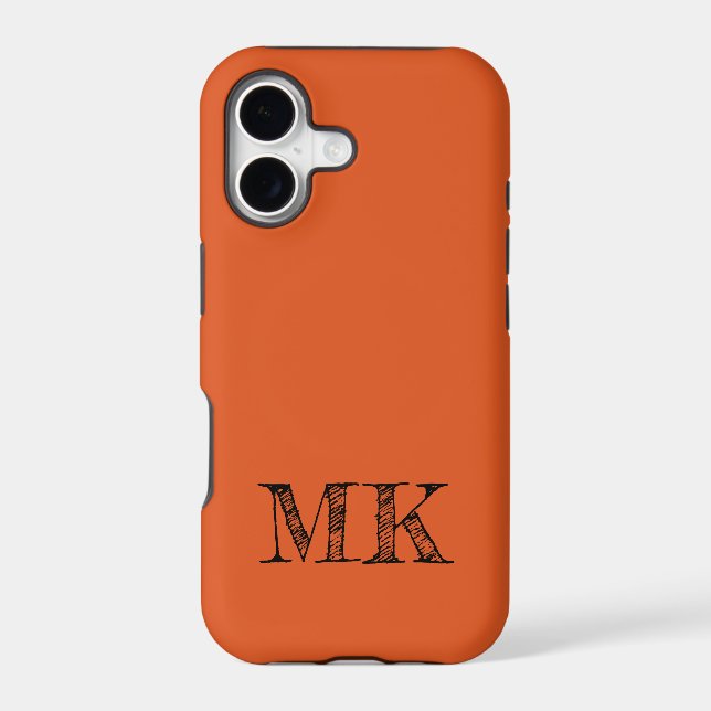Flame Red Solid Colour | Minimal Initial  (Back)