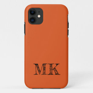 Flame Red Solid Colour   Minimal Initial  iPhone 11 Case