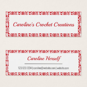 Flame Red White Crochet Lace Pattern Business Card