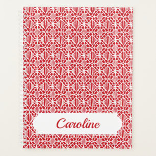 Flame Scarlett With White Crochet Lace Pattern Planner