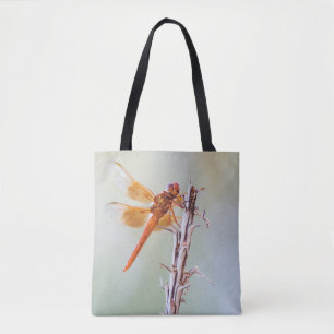 Flame Skimmer Dragonfly on Agave Tote Bag