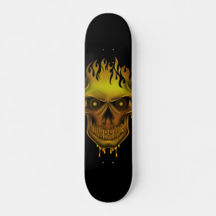 Flame Skull - Gold Skateboard