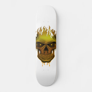 Flame Skull - Gold Skateboard