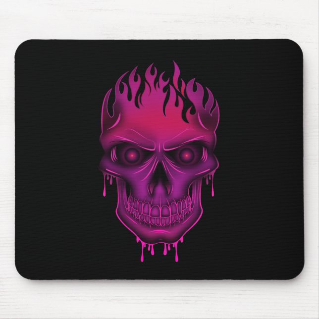 Flame Skull - Hot Pink Mouse Pad (Front)
