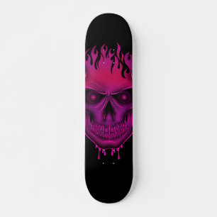 Flame Skull - Hot Pink Skateboard