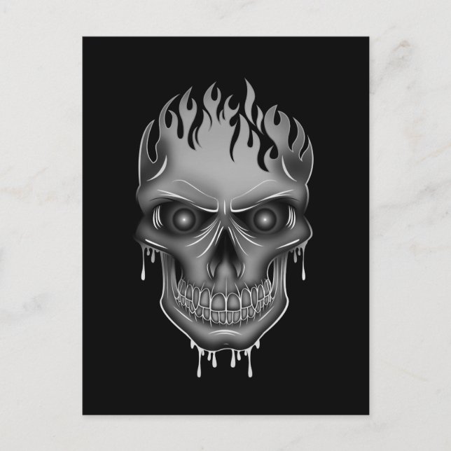 Flame Skull - Silver  Postcard (Front)