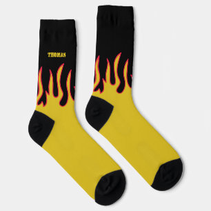 Flame Socks Personalized Yellow and Black