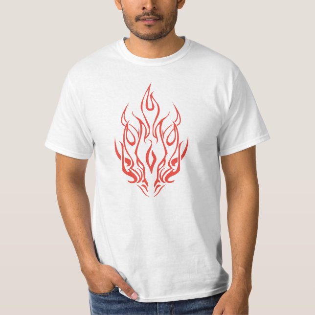 Flame Spirit Face | Tribal Fire Silhouette Art T-Shirt (Front)