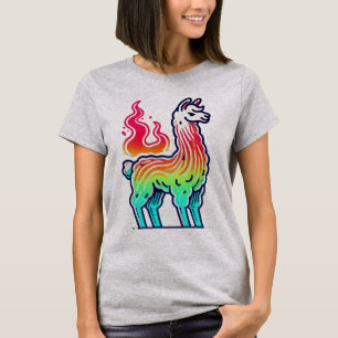 Flame-Tailed Rainbow Llama T-Shirt
