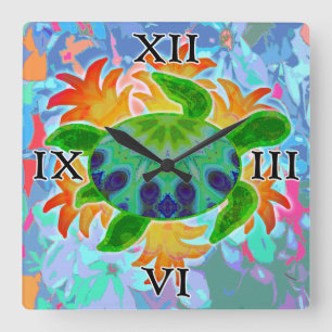 Flame Turtle Square Wall Clock