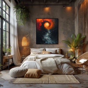 Flame vortex of the Angry Ocean of Nature Poster