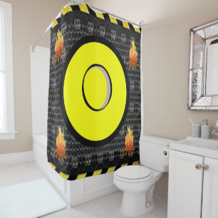 Flame yellow  black showercurtain shower curtain