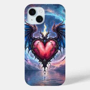 Flamebound Heart of the Moon – Gothic Cosmic Love  iPhone 15 Case