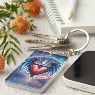 Flamebound Heart of the Moon – Gothic Cosmic Love Key Ring