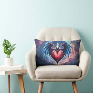 Flamebound Heart of the Moon – Gothic Cosmic Love Lumbar Cushion