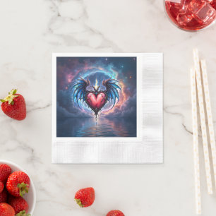Flamebound Heart of the Moon – Gothic Cosmic Love Napkin
