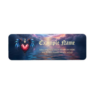 Flamebound Heart of the Moon – Gothic Cosmic Love Return Address Label