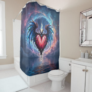 Flamebound Heart of the Moon – Gothic Cosmic Love Shower Curtain