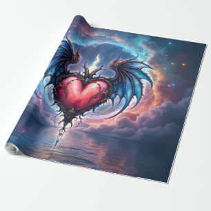 Flamebound Heart of the Moon – Gothic Cosmic Love Wrapping Paper