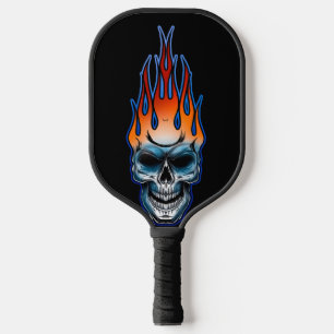 Flamed out skull pickleball paddle