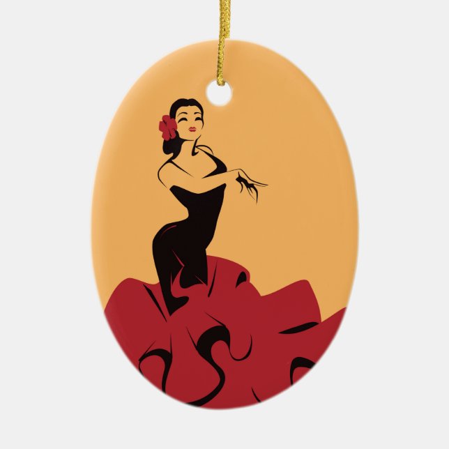 flamenco dancer in a spectacular pose ceramic ornament (Front)