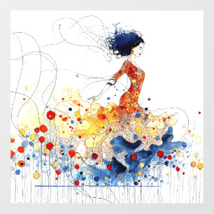 Flamenco Dancer in Flowing Multicolored Motion #1
