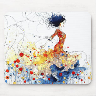 Flamenco Dancer in Flowing Multicolored Motion #1 Mouse Pad
