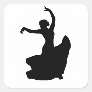 Flamenco Dancer in White Circle Square Sticker