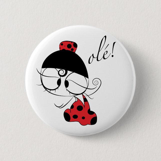 Flamenco dancer ole! 6 cm round badge (Front)