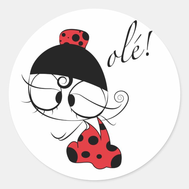Flamenco dancer ole! classic round sticker (Front)