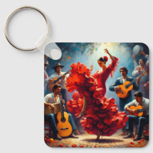 Flamenco Dancer Spanish Music Band Key Ring