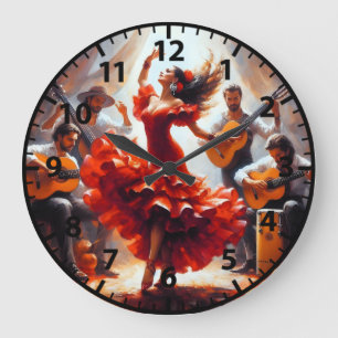 Flamenco Dancer Spanish Music Band Large Clock