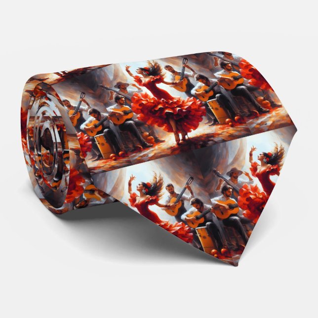 Flamenco Dancer Spanish Music Band  Tie (Rolled)