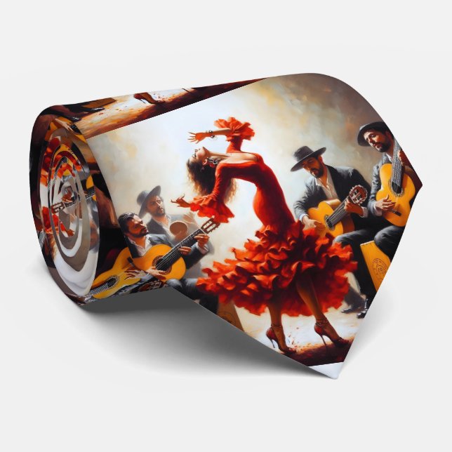 Flamenco Dancer Spanish Music Band  Tie (Rolled)