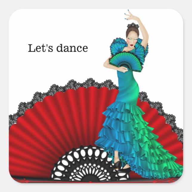 Flamenco dancer square sticker (Front)