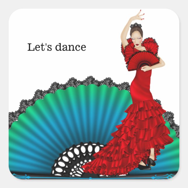 Flamenco dancer square sticker (Front)