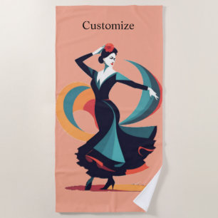 Flamenco Dancer Thunder_Cove Beach Towel